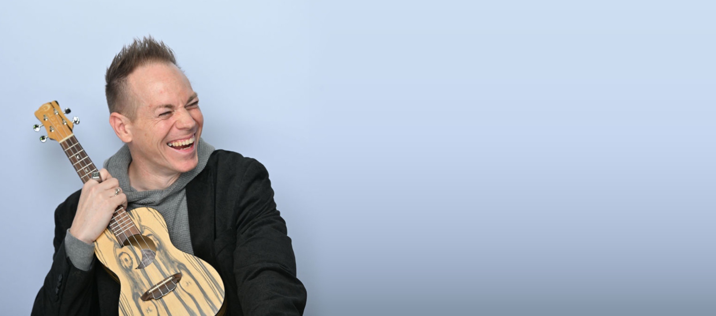 Ryan Today laughing with ukulele